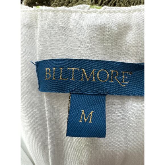 Biltmore Medium Linen Rayon Dress Ruffle StrapsTiered Pockets Cottagecore - Picture 8 of 10